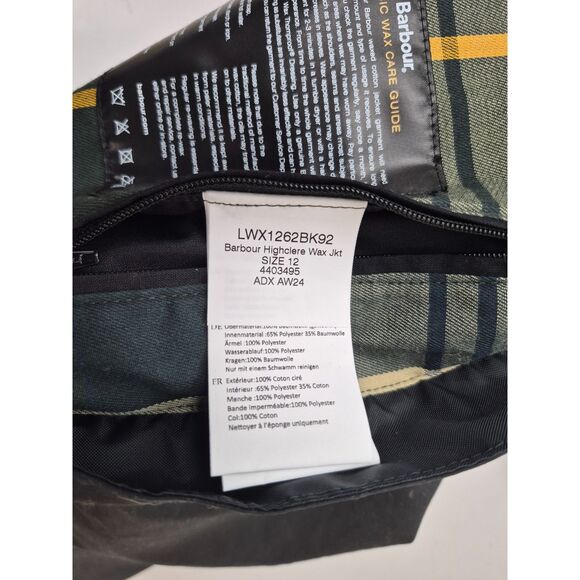 Barbour Women's Black Highclere Hooded Waxed Jacket Coat Size 8 US - Picture 4 of 5